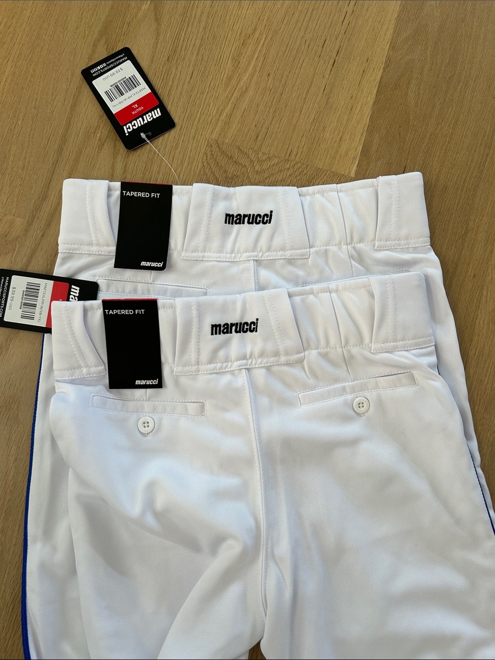 NWT Marucci Kids White Baseball Pants with Blue Piping - Youth XL - Picture 4 of 7